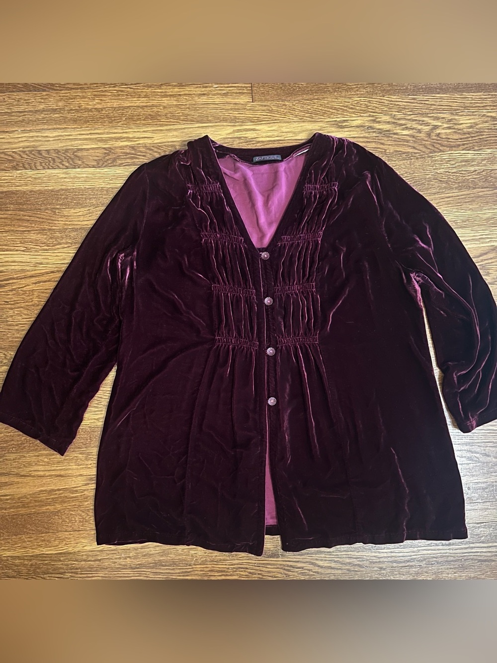 Women’s Velvet cardigan XL top cranberry wine dark romantic Whimsigoth